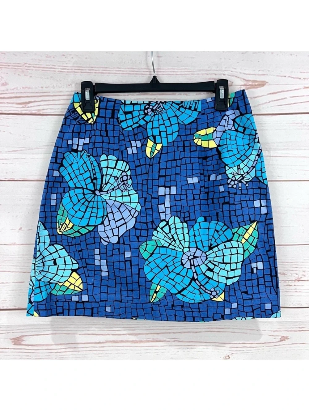 Vintage White Label Lilly Pulitzer Molokini Mosaic Hibiscus Lilly Floral Skirt